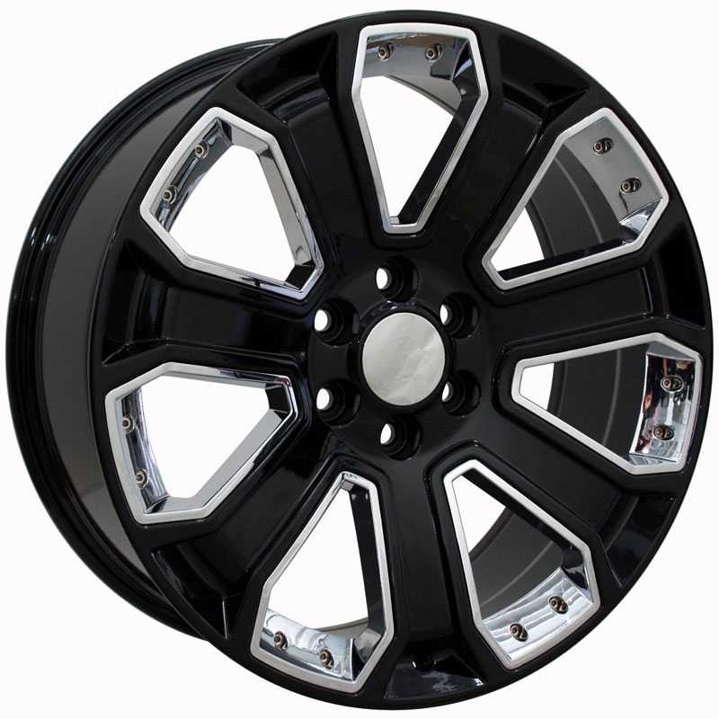 Chevy Silverado 1500 Style (CV93)  Wheels Black w/ Chrome Inserts