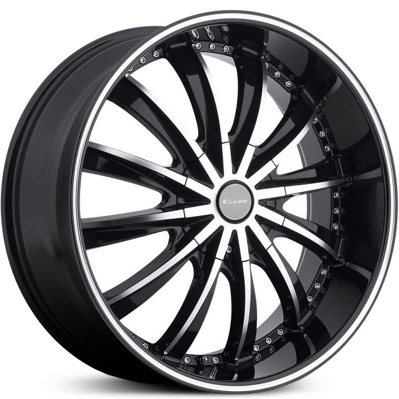 Elure 031  Wheels Black w/ Machined Face Pinstripe & Metal Centercap