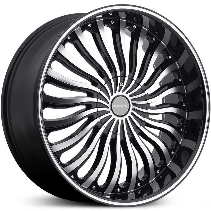 Elure 033  Wheels Black w/ Machined Face Pinstripe & Metal Centercap