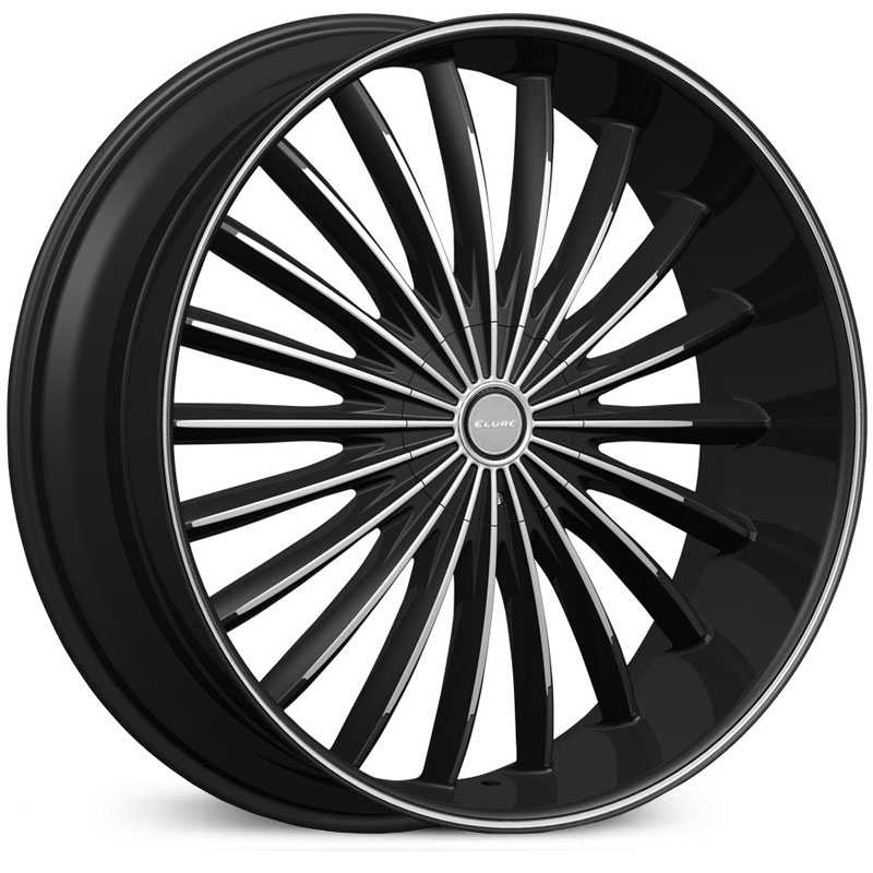 Elure 034  Wheels Black w/ Machined Face Pinstripe & Metal Centercap