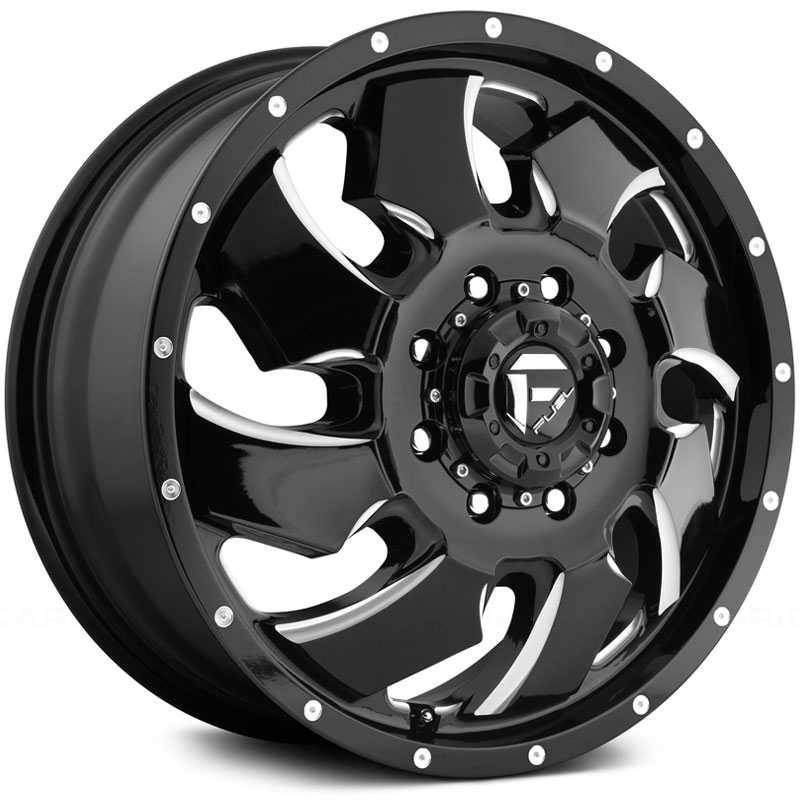 20x8.25 Fuel Offroad D574 Cleaver Dually Front Gloss Black Milled HPO