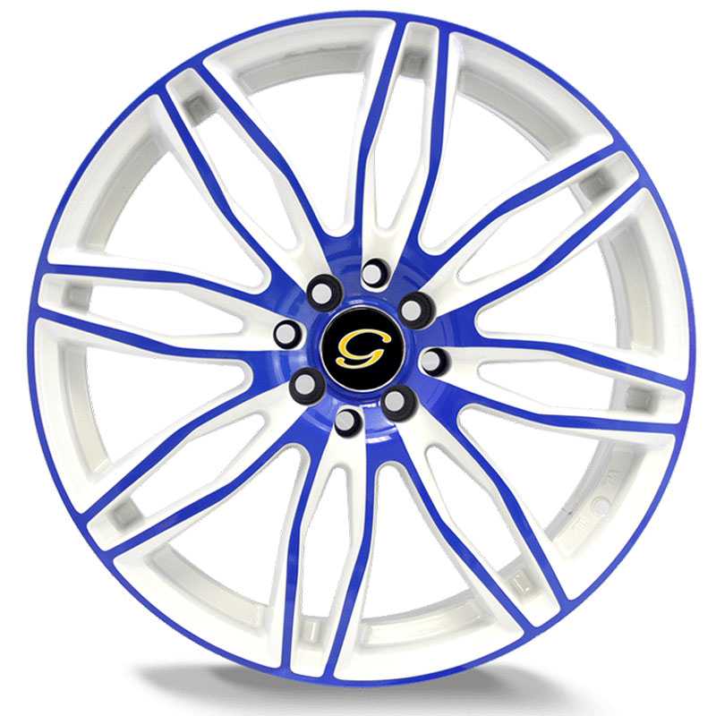 G-Line Alloys G1017  Wheels Gloss White Blue Face