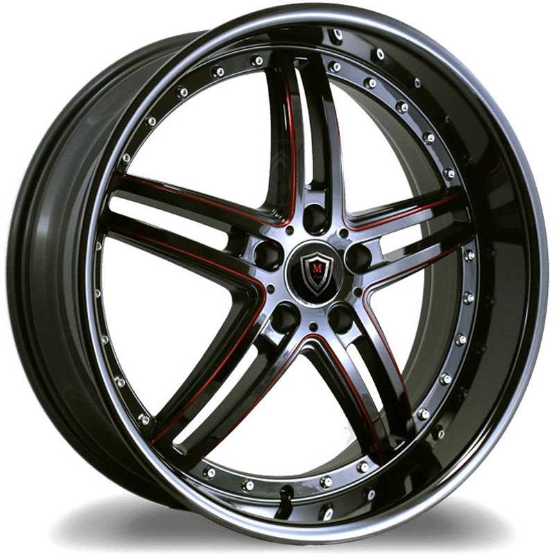 Marquee Luxury M5329  Wheels Gloss Black w/ Red Milling