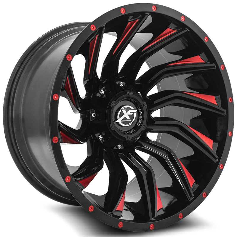 XF Offroad XF-224 Gloss Black Machined Red Line