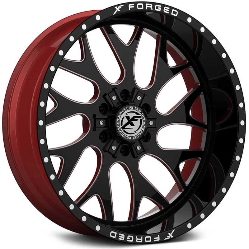 XF Offroad Forged XFX-301  Wheels Gloss Black Milled w/ Red Inner