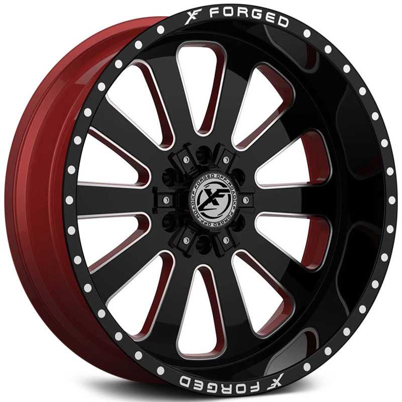 XF Offroad Forged XFX-302 Gloss Black Milled w/ Red Inner