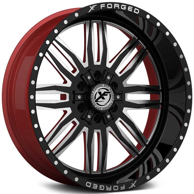 XF Offroad Forged XFX-303  Wheels Gloss Black Milled w/ Red Inner