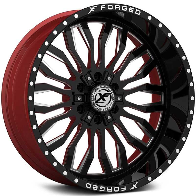 XF Offroad Forged XFX-305 Gloss Black Milled w/ Red Inner