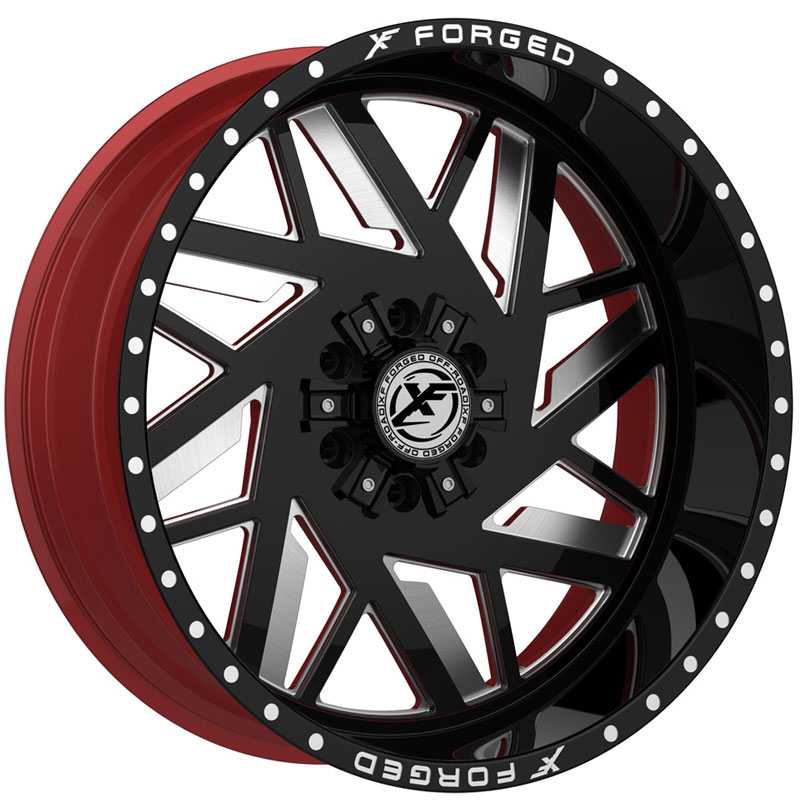 XF Offroad Forged XFX-306  Wheels Gloss Black Milled w/ Red Inner