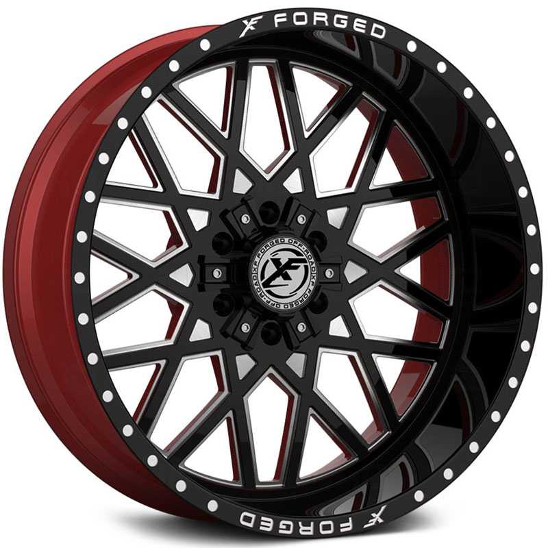 XF Offroad Forged XFX-307 Gloss Black Milled w/ Red Inner