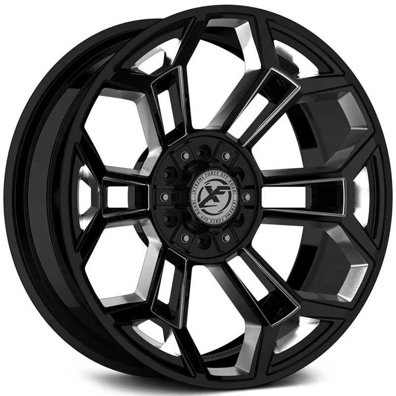 XF Offroad Forged XFX-308 Gloss Black Milled w/ Windows