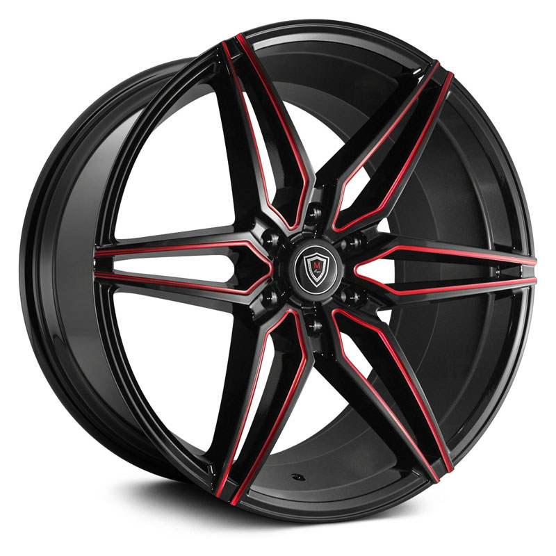 Marquee Luxury M3259A  Wheels Gloss Black Red Milled