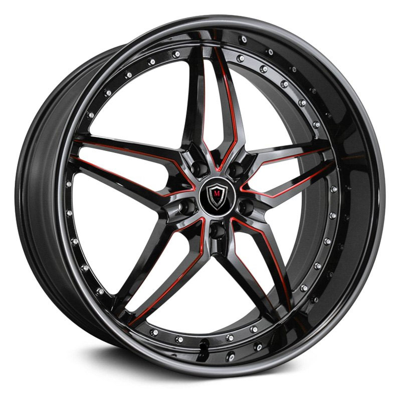 Marquee Luxury M5331  Wheels Gloss Black Milled Red