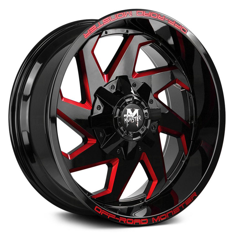 Off-Road Monster M09  Wheels Gloss Black Candy Red Milled