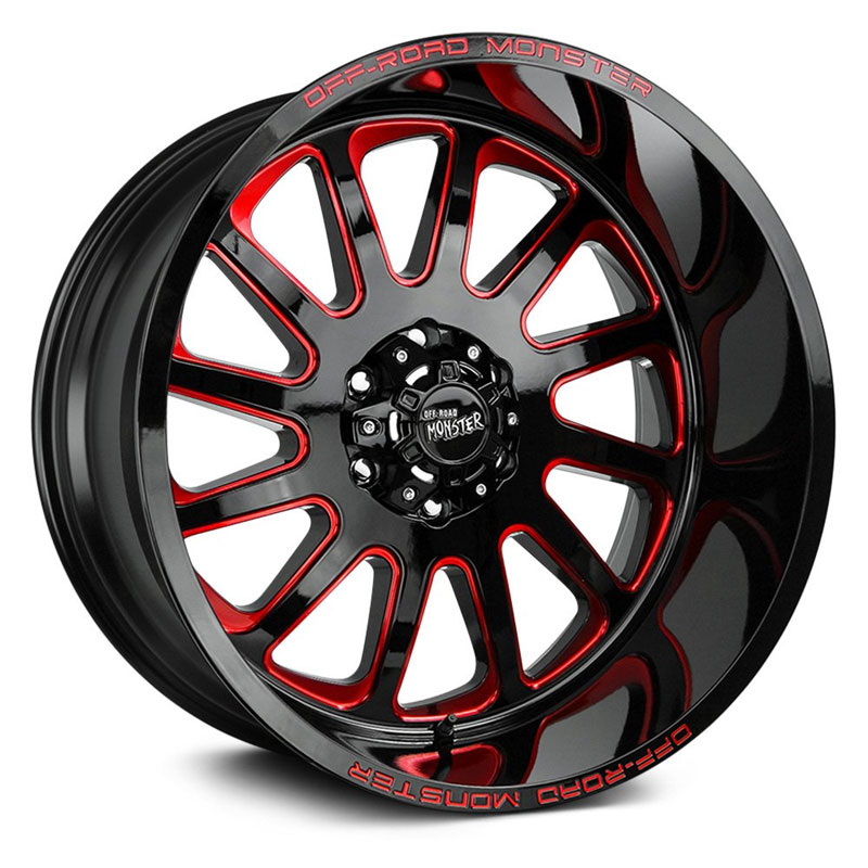 Off-Road Monster M17  Wheels Gloss Black Candy Red Milled