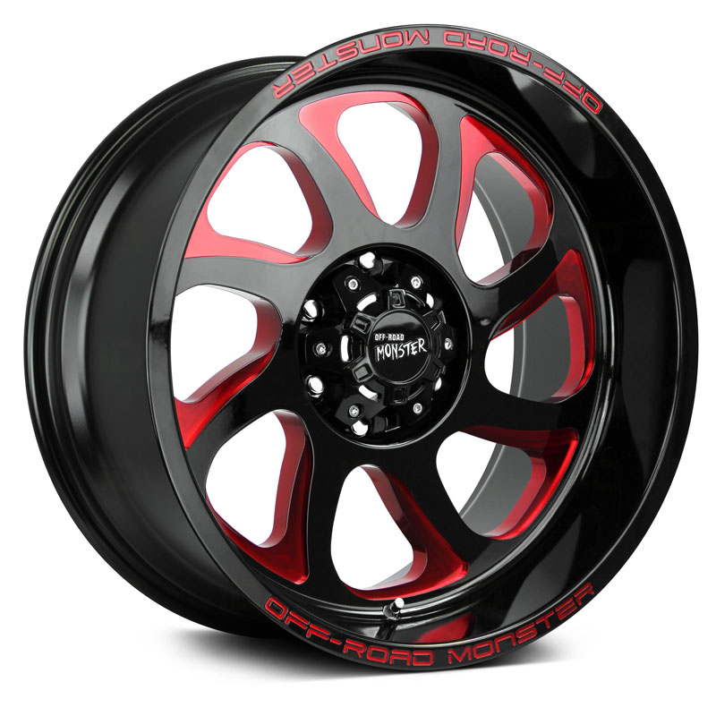Off-Road Monster M22  Wheels Gloss Black Candy Red Milled