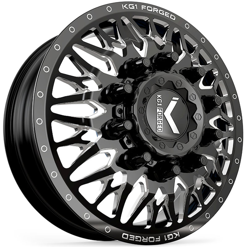 KG1 Forged KD014 Trident-D Dually Front  Wheels Gloss Black Machined