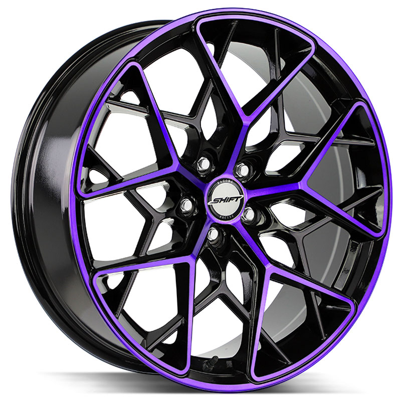 Shift Piston  Wheels Gloss Black Machined Purple