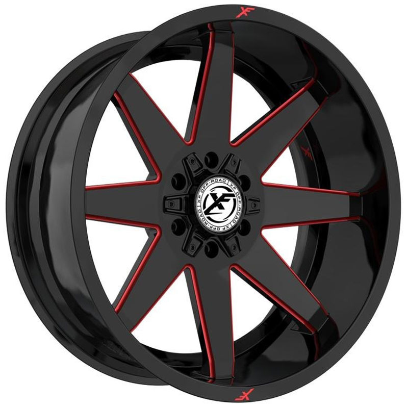 XF Offroad XF-236  Wheels Gloss Black Red Milled