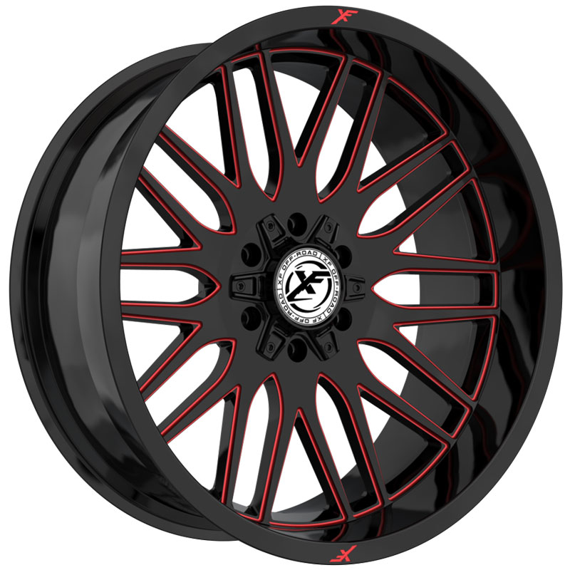XF Offroad XF-240  Wheels Gloss Black Red Milled
